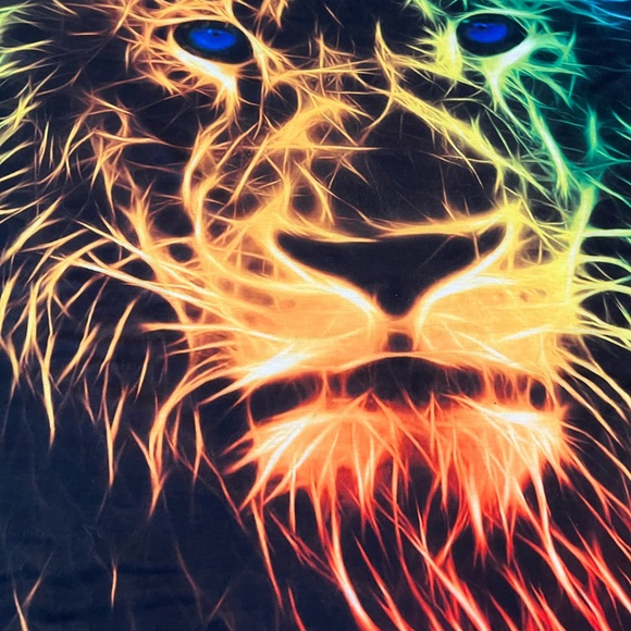 4XL Mens Colorful Lion American Sweatshirt All Over Print Plus Short Sleeve - Picture 8 of 8